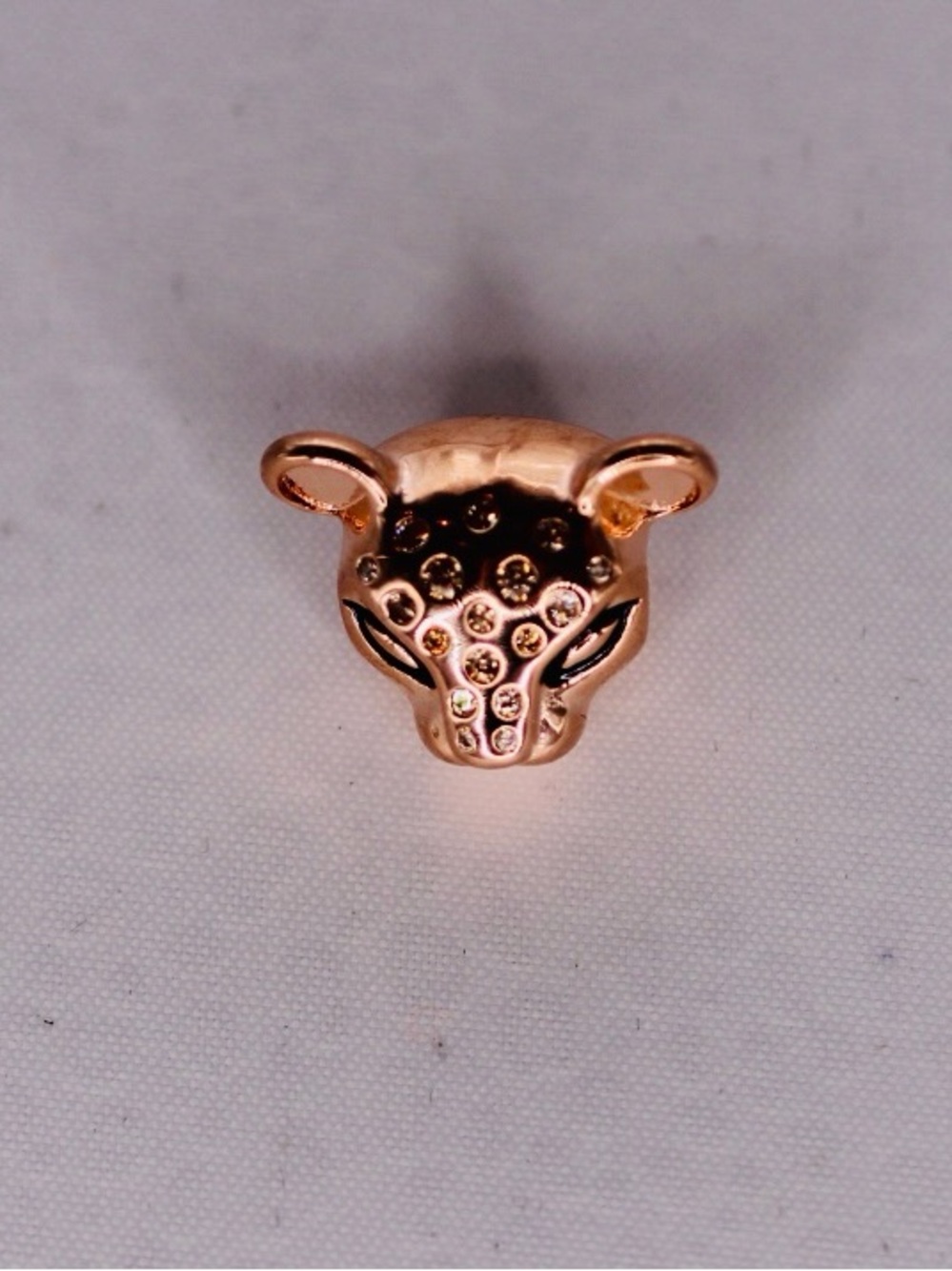 Pandora Rose Gold Tone Leopard Panther Head Charm Pavé Crystal Black Enamel